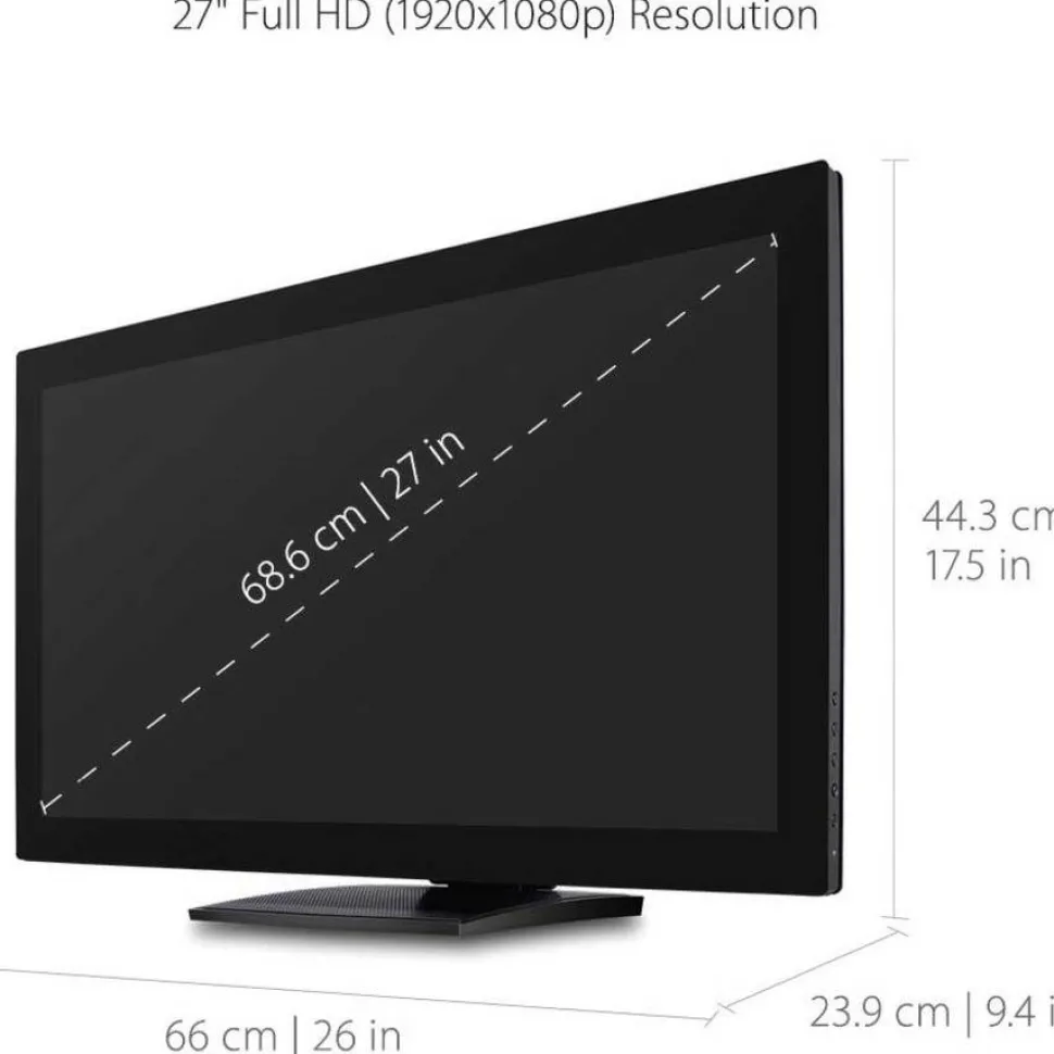 ViewSonic TD2760 27 Inch 1080p Touch Screen Monitor, 10-Point Multi-Touch for Commercial Signage and Hospitality, RS232 Control, Advanced Ergonomics, HDMI, DisplayPort