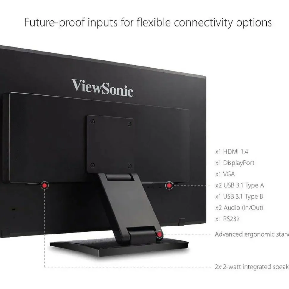 ViewSonic TD2760 27 Inch 1080p Touch Screen Monitor, 10-Point Multi-Touch for Commercial Signage and Hospitality, RS232 Control, Advanced Ergonomics, HDMI, DisplayPort
