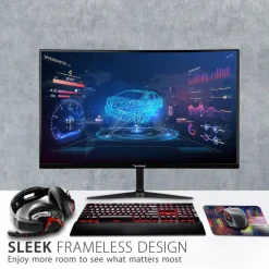 ViewSonic VX2718-PC-MHD 27 Inch 1080p Curved Gaming Monitor, 200Hz and 1ms for Smooth Gameplay, FreeSync Premium and Eye Care Technology, HDMI, and DisplayPort Inputs
