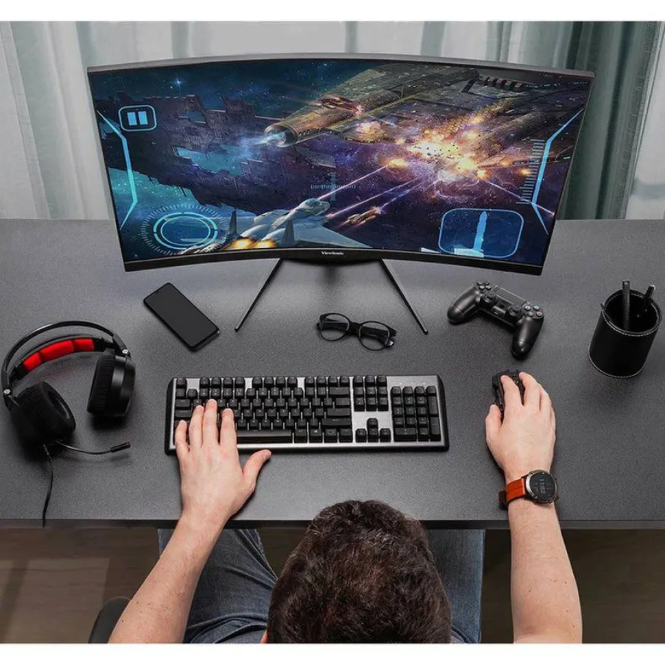 ViewSonic VX2718-PC-MHD 27 Inch 1080p Curved Gaming Monitor, 200Hz and 1ms for Smooth Gameplay, FreeSync Premium and Eye Care Technology, HDMI, and DisplayPort Inputs