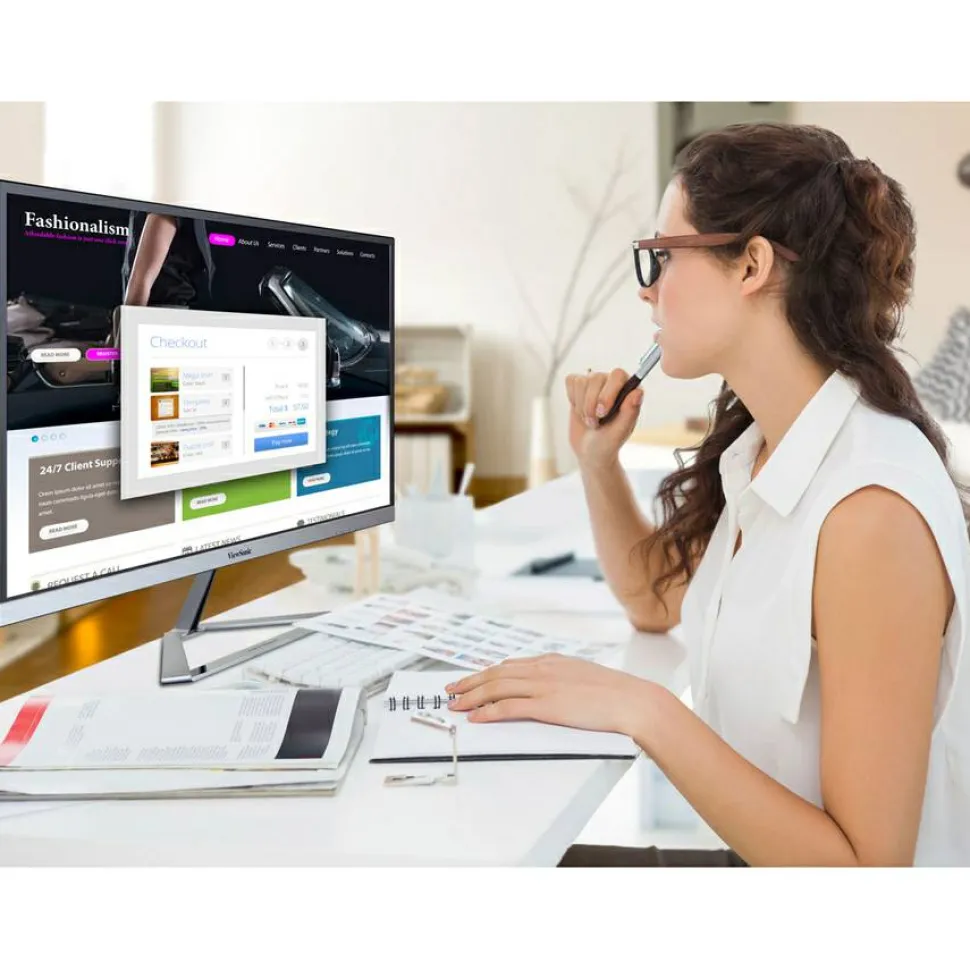 ViewSonic VX2276-SMHD 22 Inch 1080p Monitor, IPS Display with Ultra-Thin Bezels and Eye Care Technology for Home and Office Entertainment, DisplayPort for Daisy Chain, HDMI, and VGA Inputs