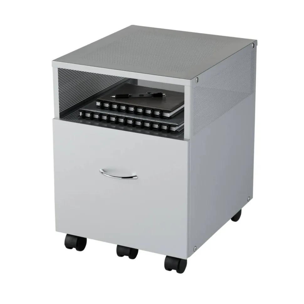 Vista 20"D Metal Mobile File Storage Cart, Silver