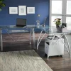 Vista Glass 76"W L-Shape Corner Desk, Silver
