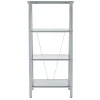 Vista 60"H 4-Shelf Glass/Metal Bookcase, Clear/Silver