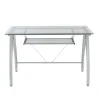 Vista 48"W Glass Computer Desk, Silver