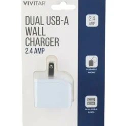 Vivitar Dual USB-A Wall Charger, White, NIL6002-WHT-STK-24