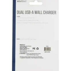 Vivitar Dual USB-A Wall Charger, Black, NIL6002-BLK-STK-24