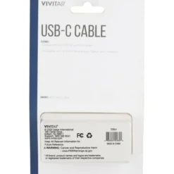 Vivitar USB-A To USB-C Cable, 6', White, NIL4006-WHT-STK-24