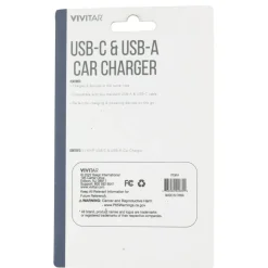 Vivitar USB-C And USB-A Car Charger, Black, NIL6003-BLK-STK-24