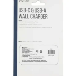 Vivitar USB-C And USB-A Wall Charger, White, NIL6004-WHT-STK-24