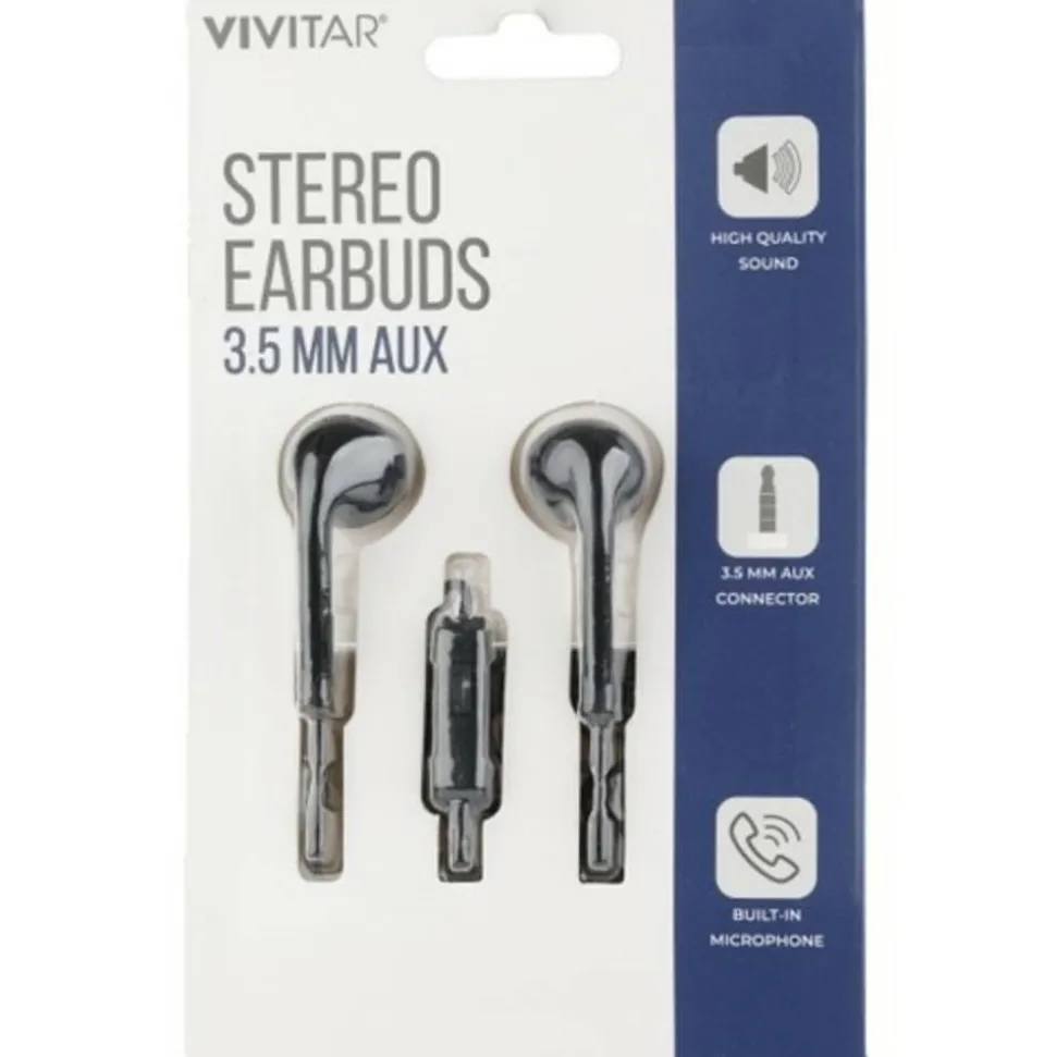 Vivitar Wired Stereo Earbuds, Black, NIL8001