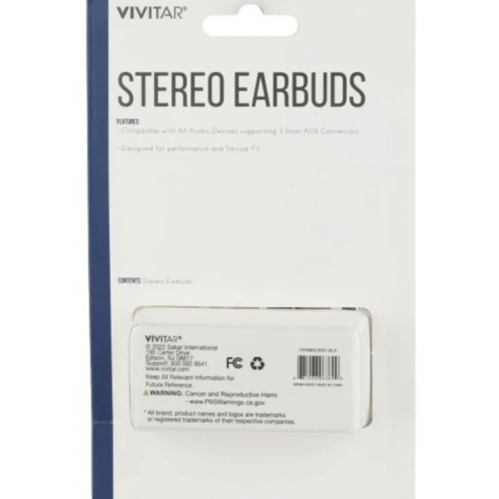 Vivitar Wired Stereo Earbuds, Black, NIL8001