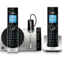 VTech Connect to Cell DS6771-3 DECT 6.0 Cordless Phone - Black, Silver