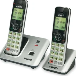 Vtech CS6619-2 Cordless Phone System, Base and 1 Additional Handset, Black/Silver