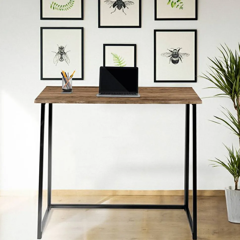 Walker Small Rustic Natural Home Office Folding Computer Desk - 36"