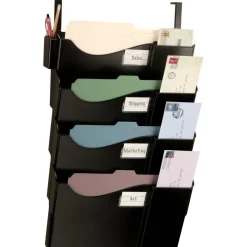 Wall Pockets With 4 Hangers, Letter Size/Legal Size, Black