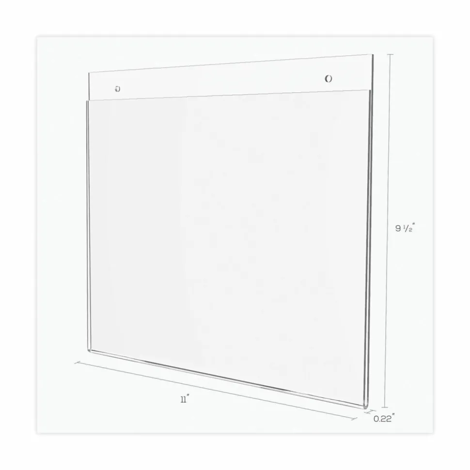 Wall Sign Holder, Horizontal, 8-1/2"H x 11"W, Clear