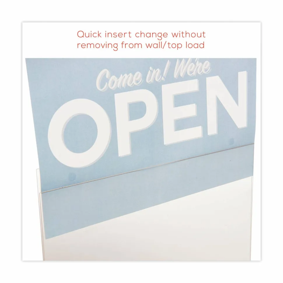 Wall Sign Holder, Horizontal, 8-1/2"H x 11"W, Clear