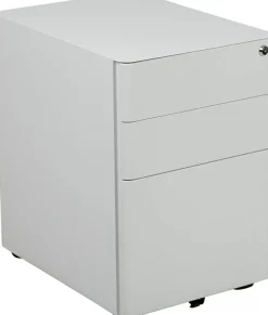 Warner Modern 3-Drawer Mobile Locking Filing Cabinet with Anti-Tilt Mechanism and Hanging Drawer for Legal & Letter Files, White