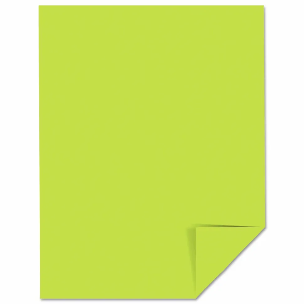 Wausau Astrobrights Multi-Use Card Stock, Green, Letter (8.5" x 11"), 65 Lb, Pack Of 250