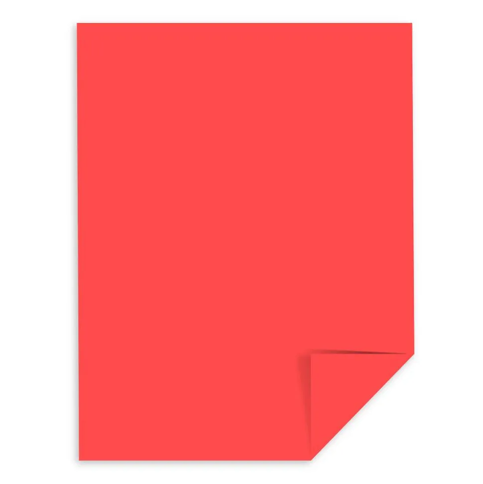 Wausau Astrobrights Multi-Use Card Stock, Rocket Red, Letter (8.5" x 11"), 65 Lb, Pack Of 250