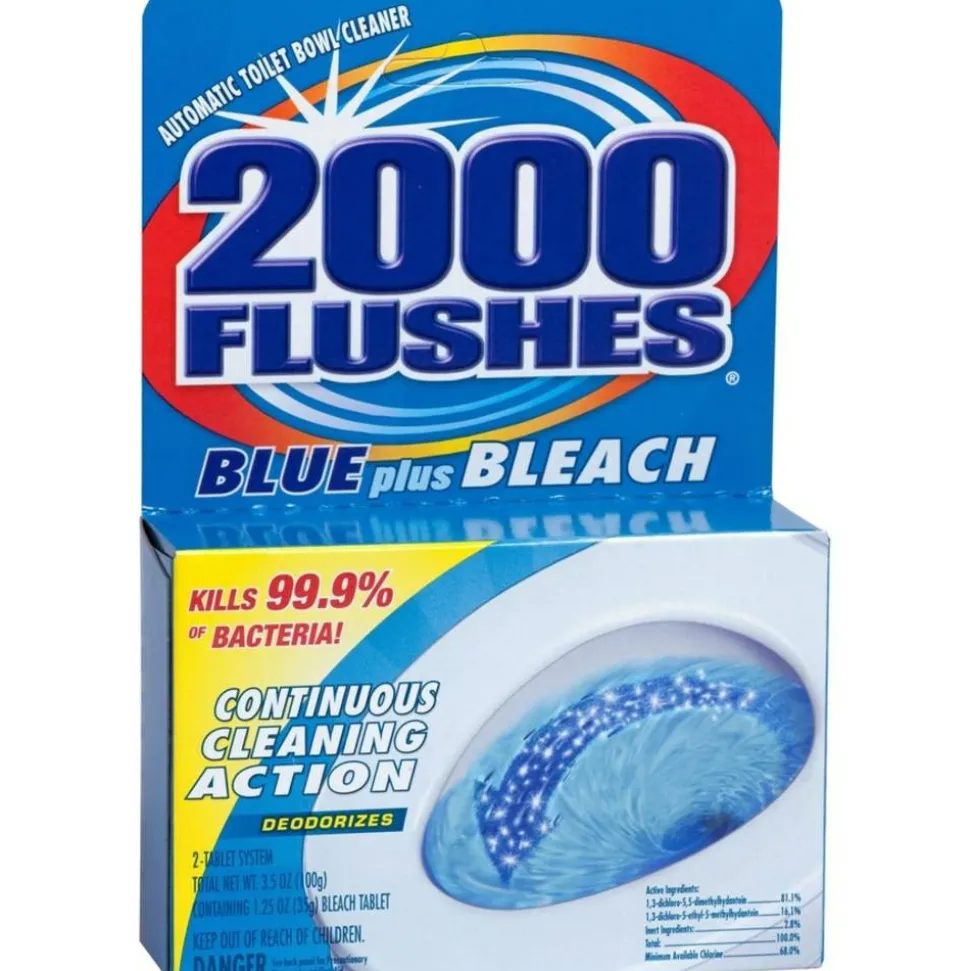 WD-40 2000 Flushes Blue/Bleach Bowl Cleaner Tablets - Concentrate Tablet - 3.50 oz (0.22 lb) - 12 / Carton - Blue