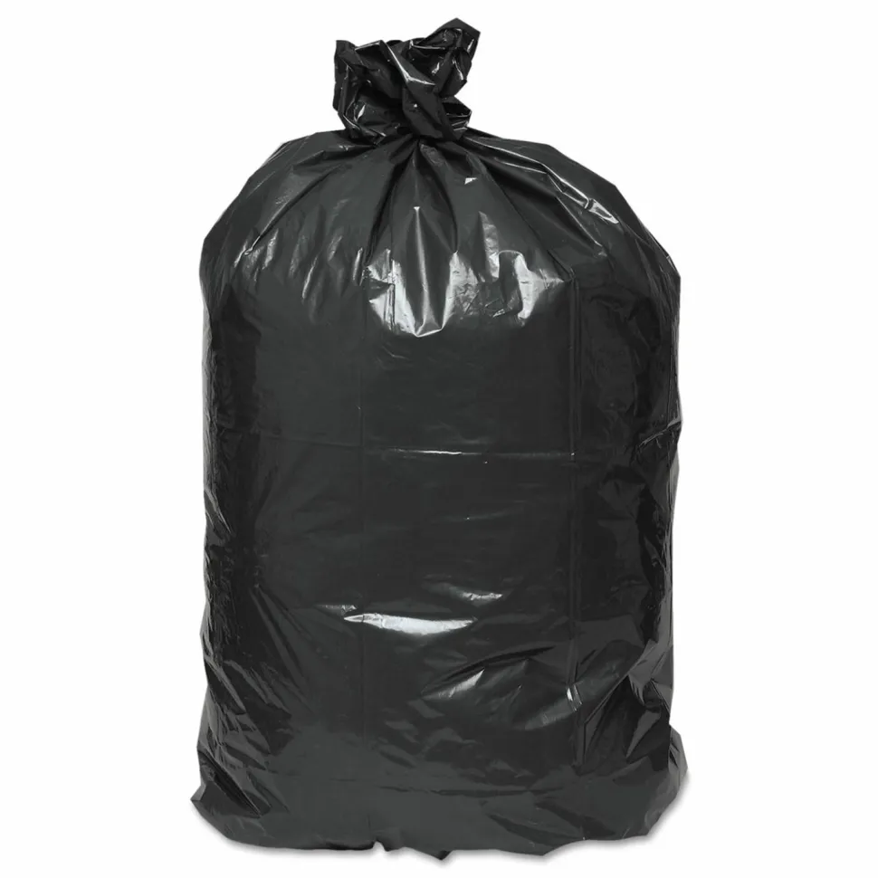 Webster EarthSense 1.25 mil Trash Bags, 60 gal, 38"H x 58"W, 75% Recycled, Black, 100 Bags