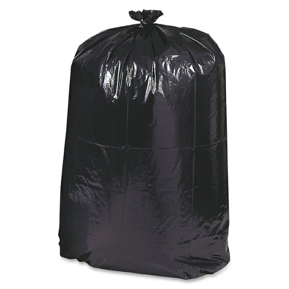 Webster EarthSense 1.25 mil Trash Bags, 60 gal, 38"H x 58"W, 75% Recycled, Black, 100 Bags