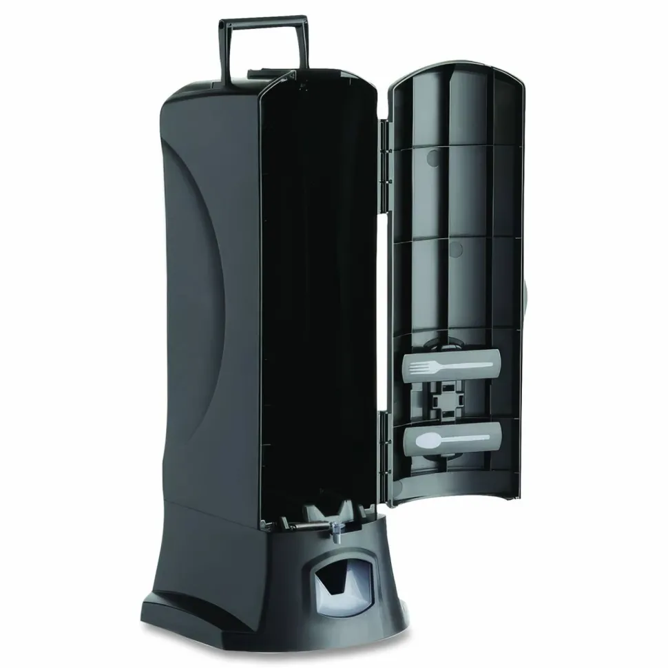 WeGo Dispenser, 10-1/4” x 12-1/2” x 23-3/4”, Forks, Black