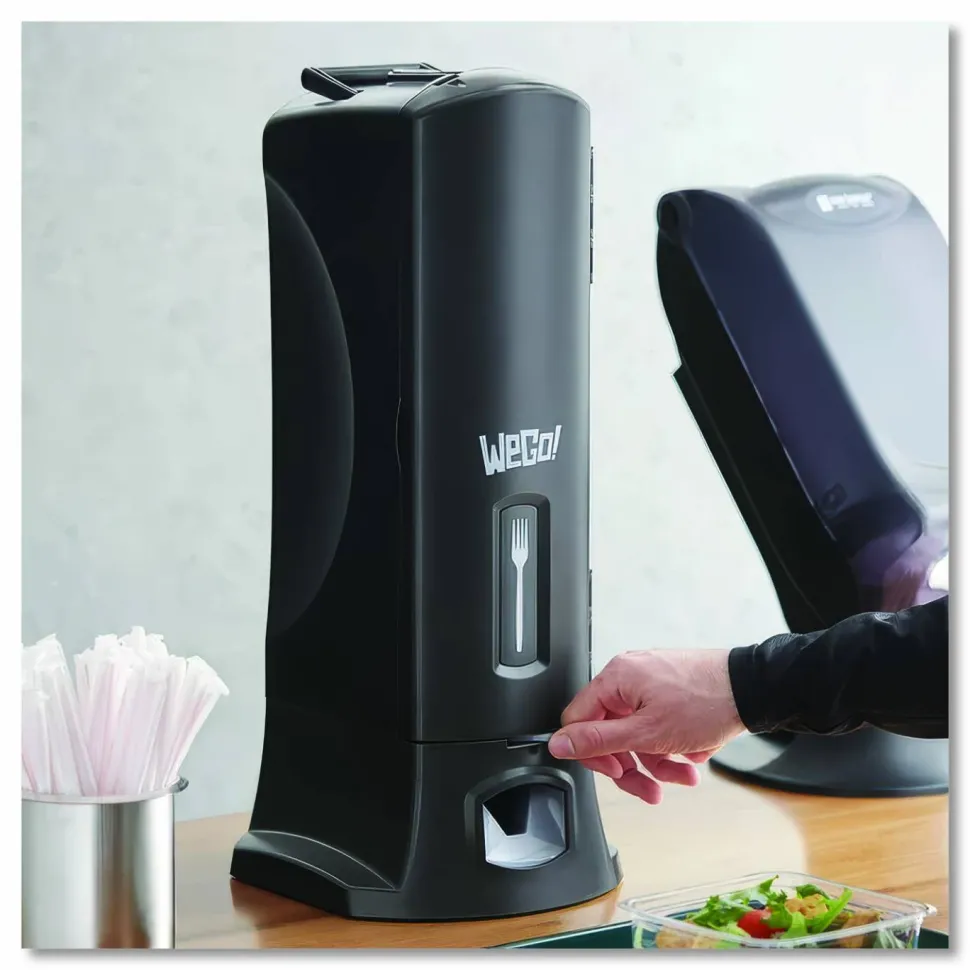 WeGo Dispenser, 10-1/4” x 12-1/2” x 23-3/4”, Forks, Black