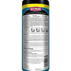WEIMAN E-tronic Wipes, 1-Ply, 7 x 8, White, 30/Canister