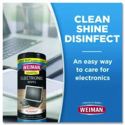 WEIMAN E-tronic Wipes, 1-Ply, 7 x 8, White, 30/Canister, 4 Canisters/Carton