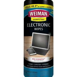 WEIMAN E-tronic Wipes, 1-Ply, 7 x 8, White, 30/Canister, 4 Canisters/Carton