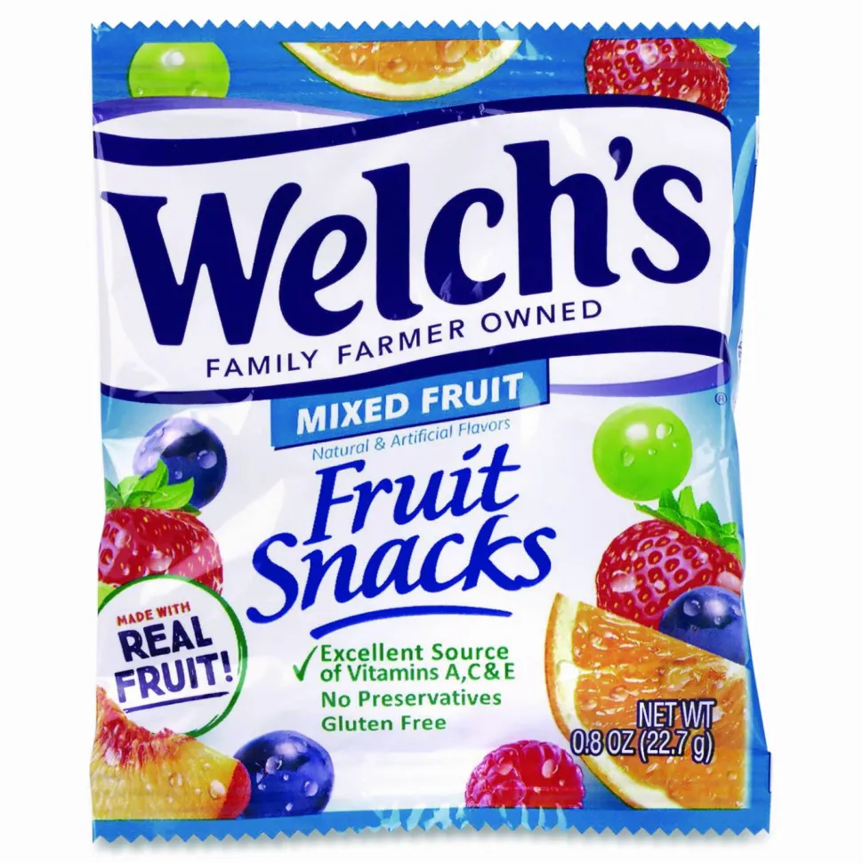 Welch's Fruit Snacks, Mixed Fruit, 0.8 oz Pouch, 66 Pouches/Box