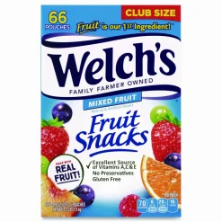 Welch's Fruit Snacks, Mixed Fruit, 0.8 oz Pouch, 66 Pouches/Box