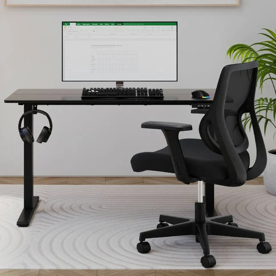 48”W Essential Electric Height Adjustable Standing Desk, Black
