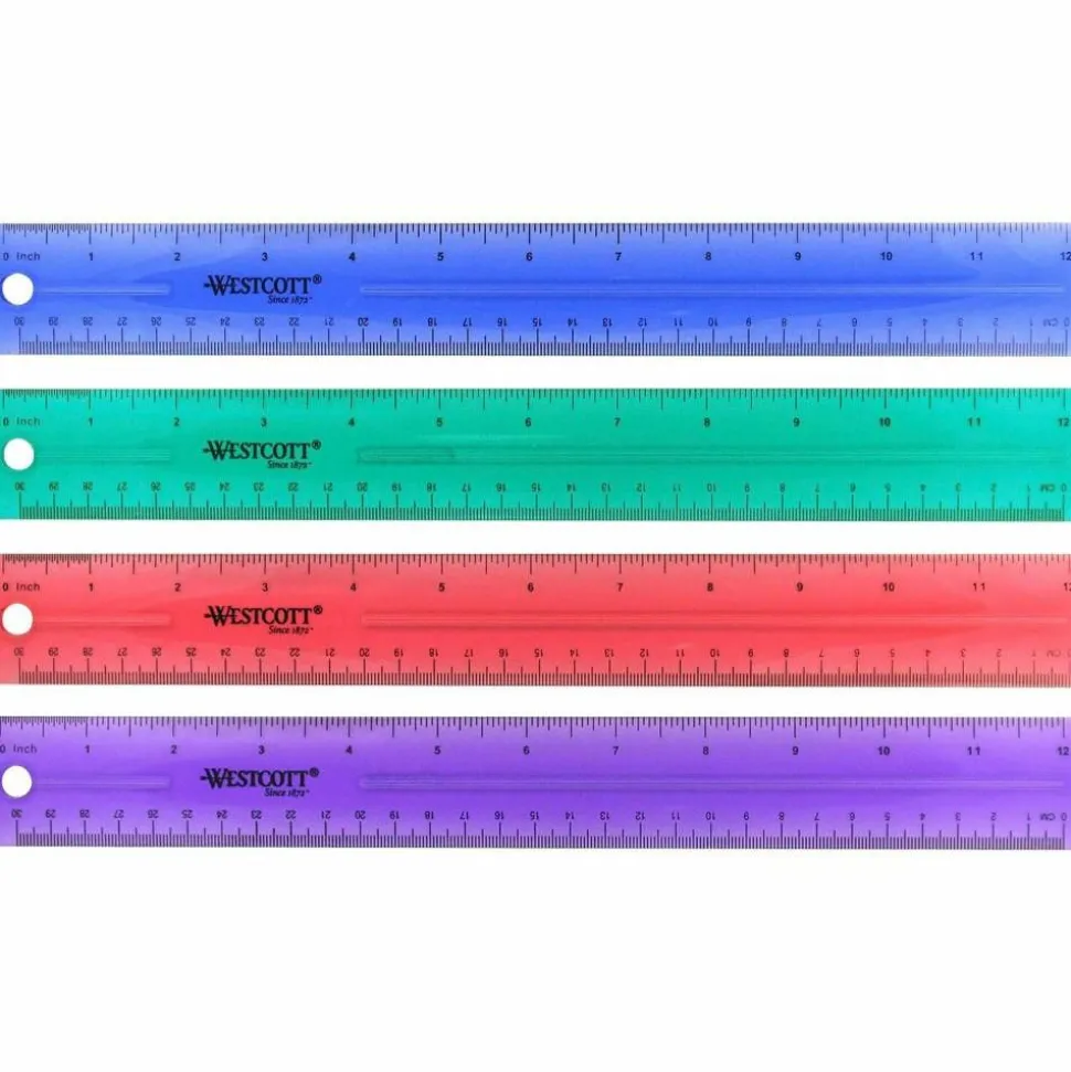 Westcott Jeweled Plastic Ruler, 12", Assorted Colors