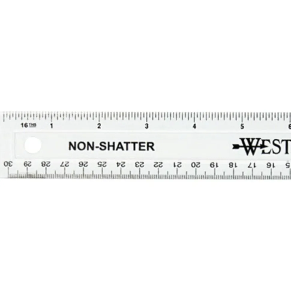 Westcott Non-Shatter Plastic Ruler, 12", Clear