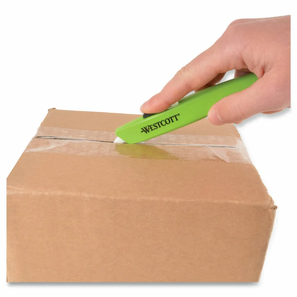 Westcott Safety Ceramic Blade Box Cutter, 0.5" Blade, 6.15" Plastic Handle, Green