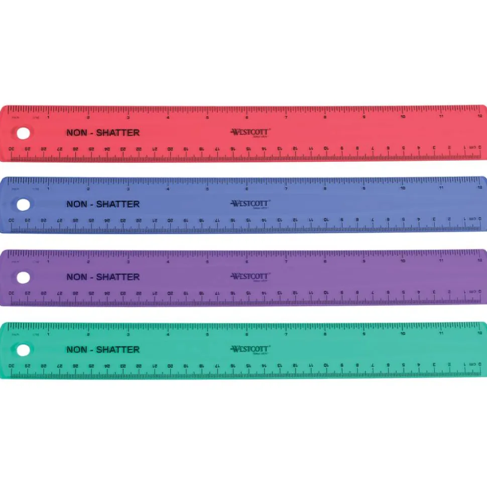 Westcott Shatterproof Ruler, 12", 1 Ruler