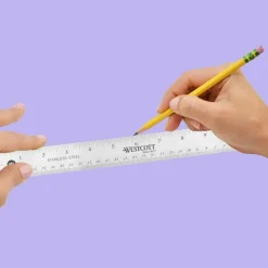 Westcott Stainless Steel Rulers, 12" L x 1" W, Stainless Steel, Pack Of 12