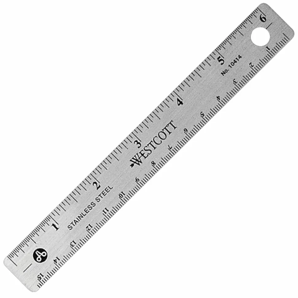Westcott Stainless Steel Ruler, 6"/15cm