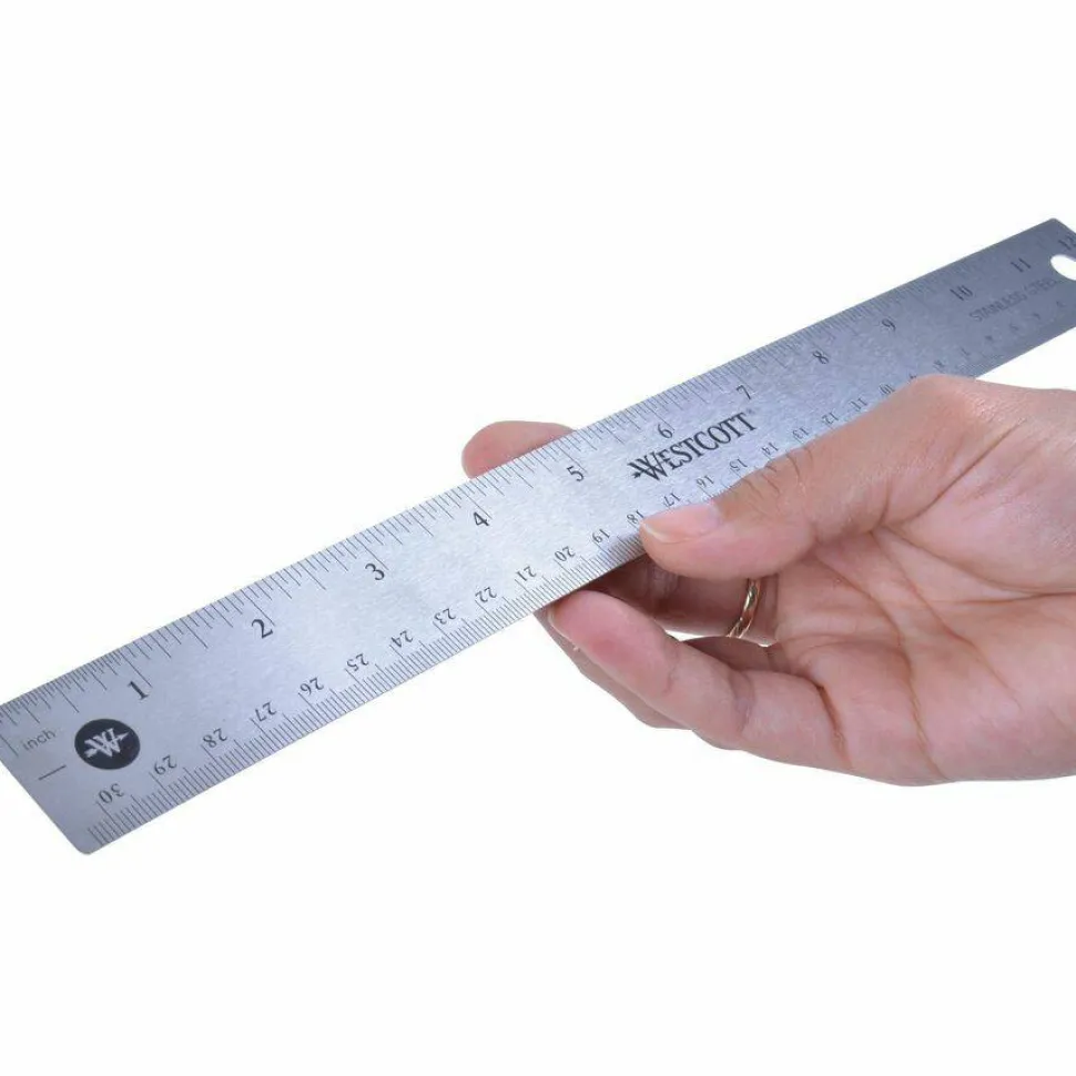Westcott Stainless Steel Ruler, 12"/30cm