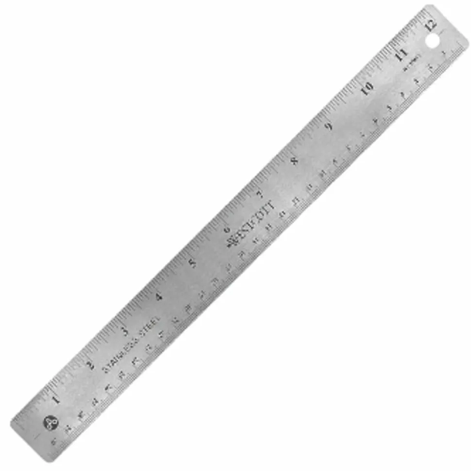 Westcott Stainless Steel Ruler, 12"/30cm