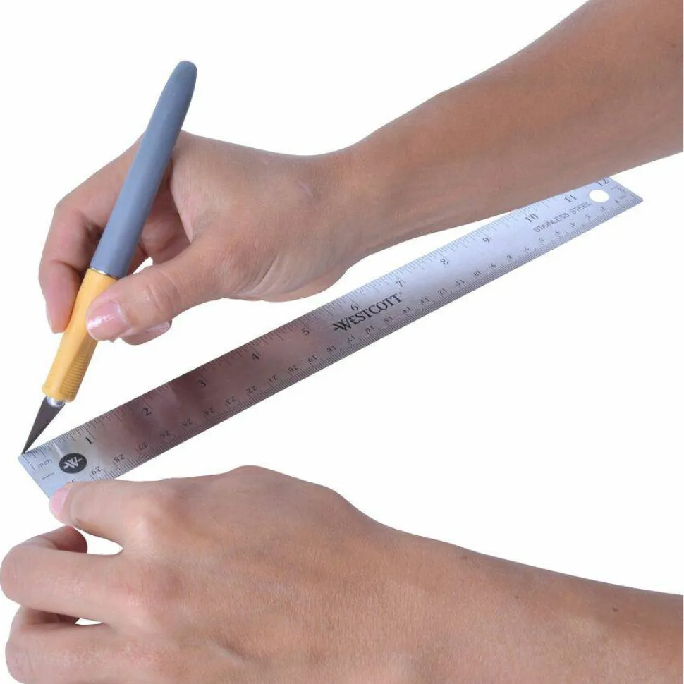 Westcott Stainless Steel Ruler, 12"/30cm