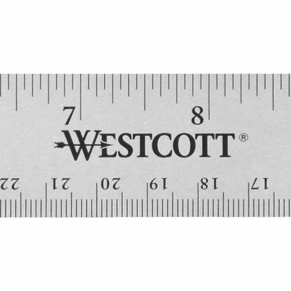 Westcott Stainless Steel Rulers, 15" L x 1" W, Stainless Steel, Pack Of 12