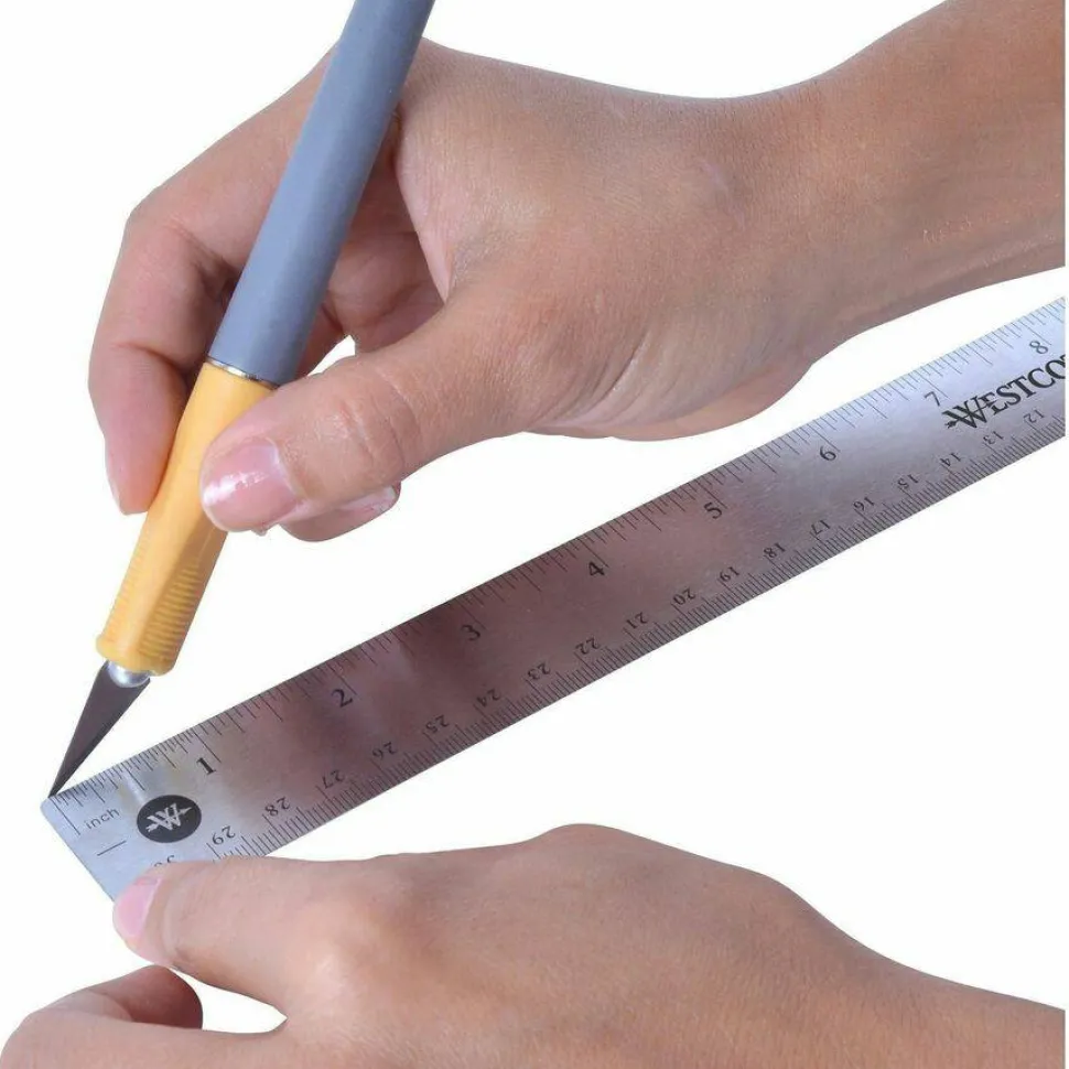 Westcott Stainless Steel Rulers, 15" L x 1" W, Stainless Steel, Pack Of 12