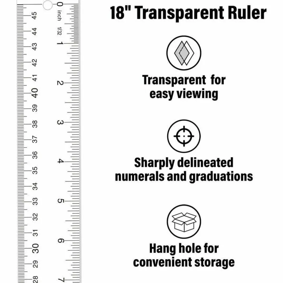 Westcott Transparent Acrylic Ruler, 18"