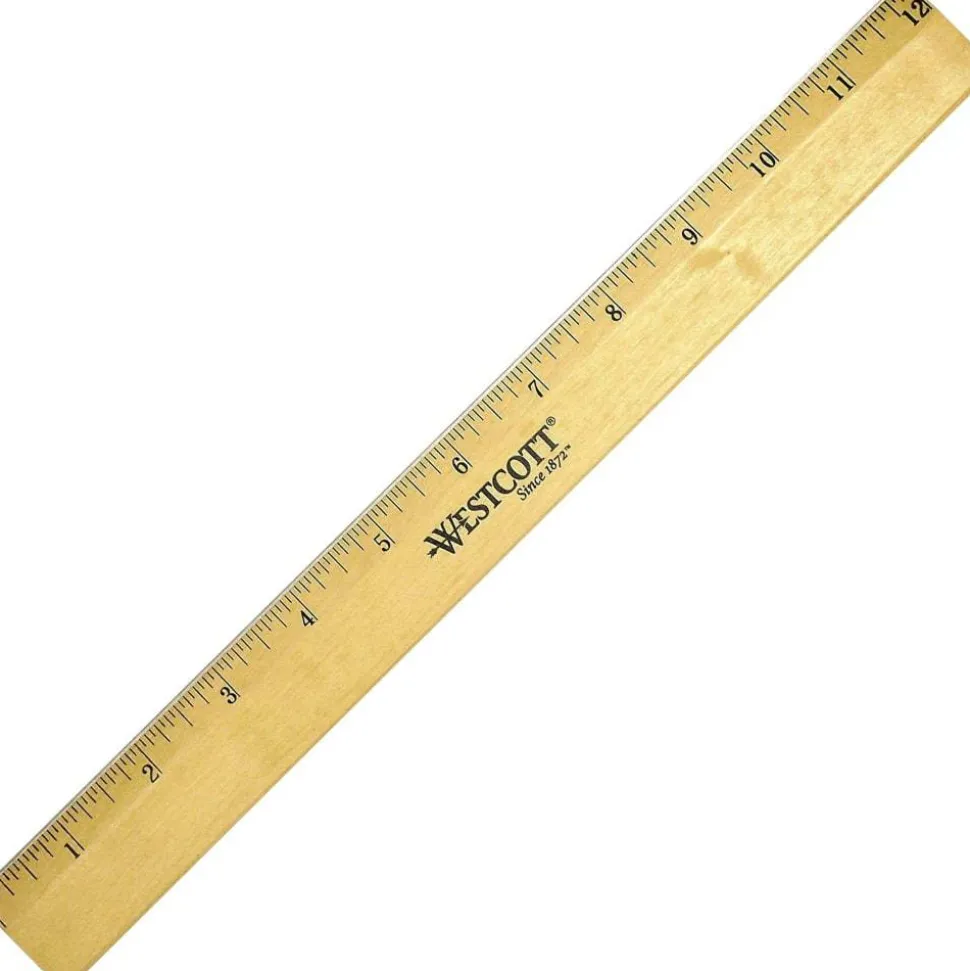 Westcott Wood Ruler, Single Edge, 12"