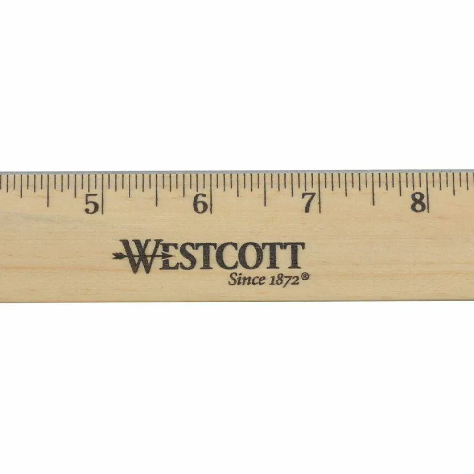 Westcott Wood Ruler, Single Edge, 12"